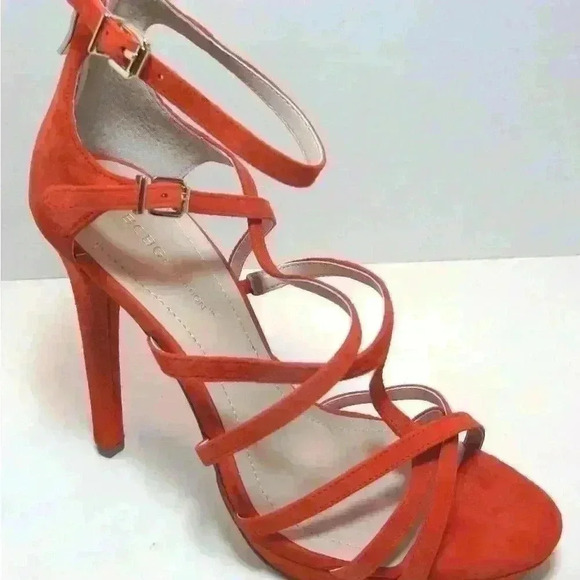 BCBG Generation Orange Suede Strappy Heels Sz 9 - Picture 1 of 15